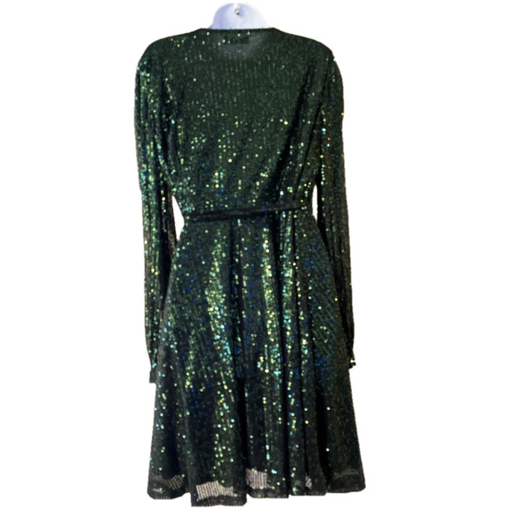In Loom Morning Lavender Sequin Wrap Dress Size 1x - Picture 4 of 9